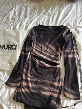 MURCI SABRE SLASH DETAIL LONG SLEEVE MAXI Cutout Dress